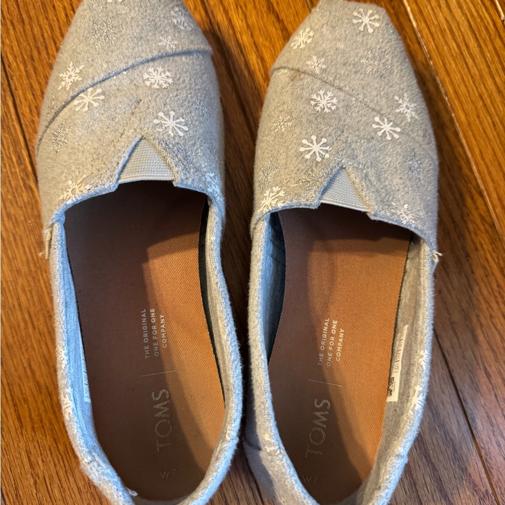 TOMS Gray Embroidered Slip-On Shoes
